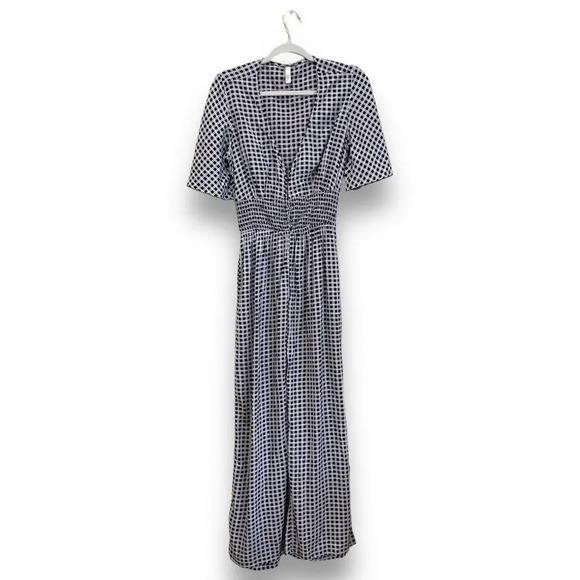 ELAN Black and White Jumpsuit Size Small V Neck Cut Out Smocking Size Small - Picture 1 of 8